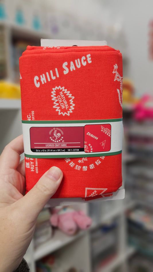 Sriracha Logo 1 Yard Sewing Craft Fabric Licensed by the Yard Color Red