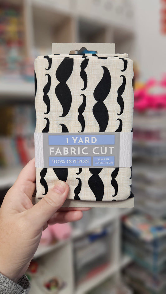 David Textiles 44" x 1 Yard Cotton Mustache Stripe Sewing & Craft Fabric Precut, Cream|Black