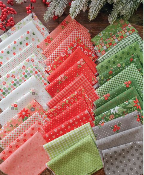 Poinsettia and Pear Jelly Roll by Sherri & Chelsi for Moda