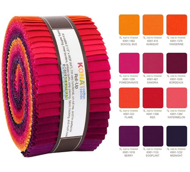 Robert Kaufman Kona Cotton Solids Birds of Paradise Roll Up