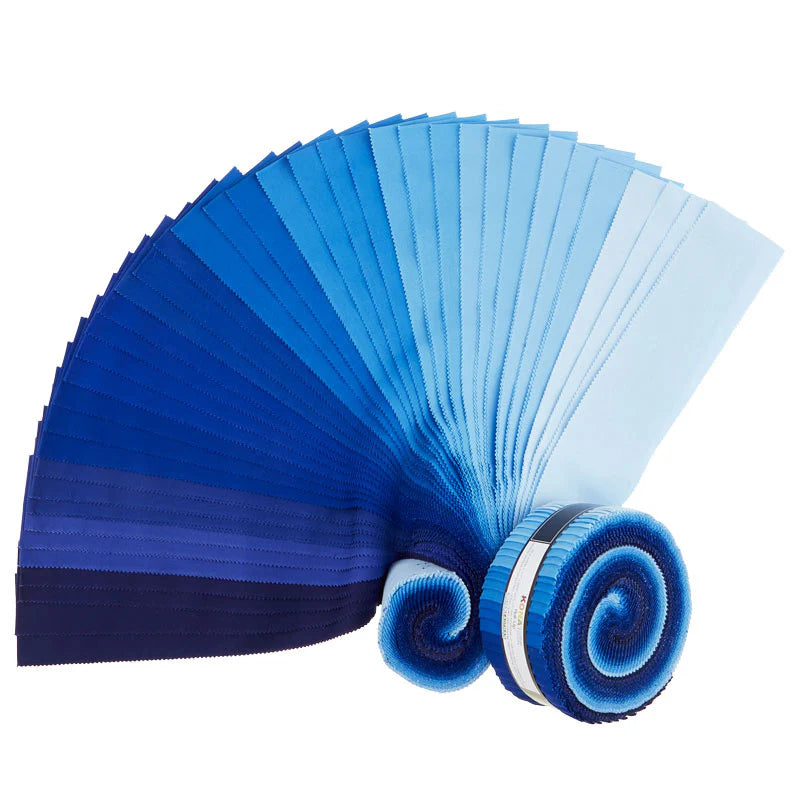 Kona Sky Gazer Blue Palette 2.5" Strips 40pcs Jelly Roll Robert Kaufman