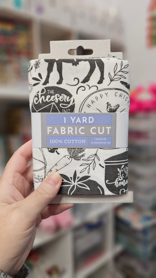 Fabric Editions 36" x 42" Cotton Modern Farmhouse 1 Yard Precut Sewing & Craft Fabric, White 1 Piece