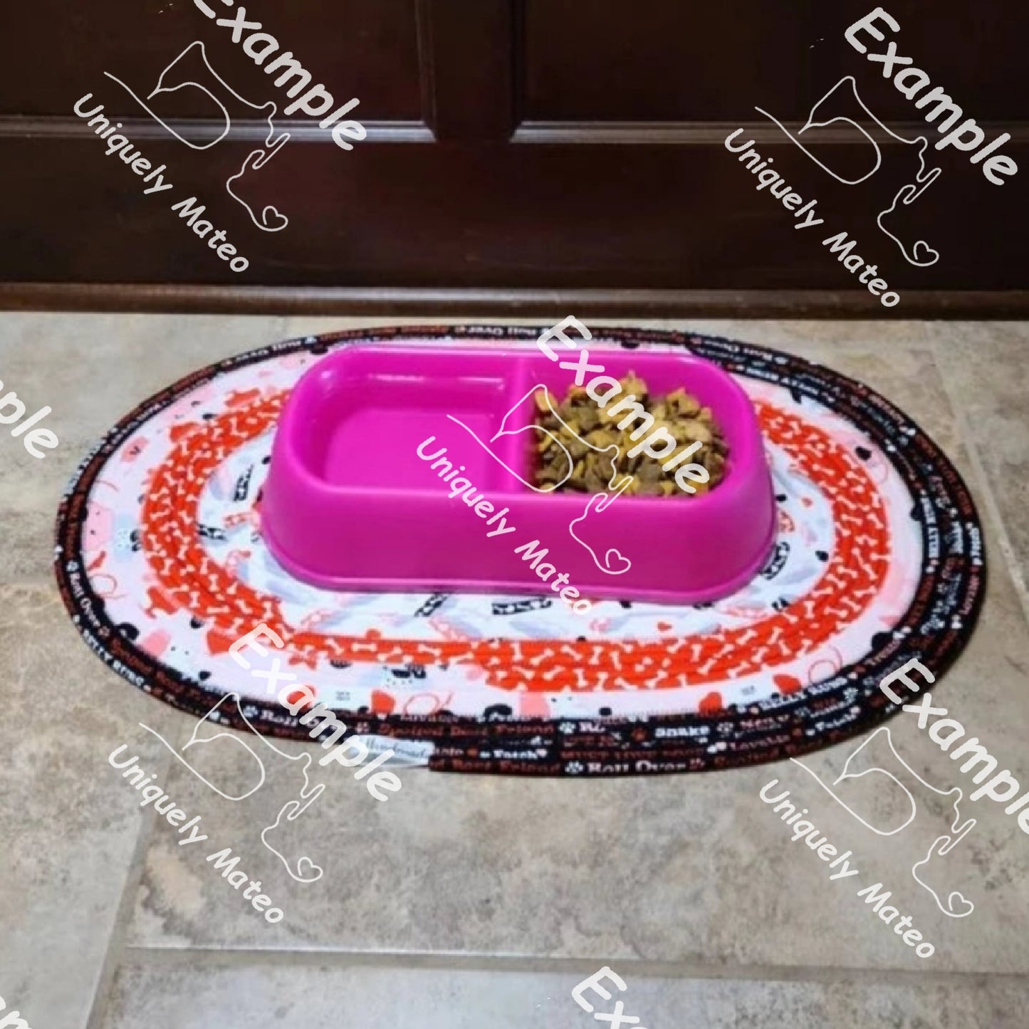 Custom Pet Bowl Jelly-Roll Rug Mat